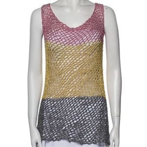 Rose Carmine Multicolor Metallic Crochet Handmade Tank Top